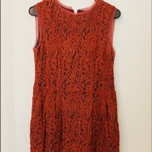 Nanette Lepore Burnt Orange, lace dress. Size 6